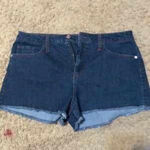 High rise blue jean shorts
